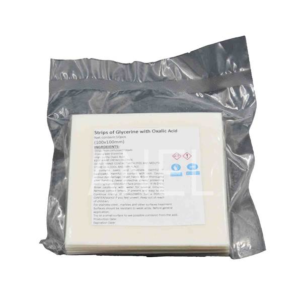 Immagine di Strisce per la pulizia delle superfici con glicerina e acido ossalico ANEL (100x100mm) - Confezione da 10 pezzi